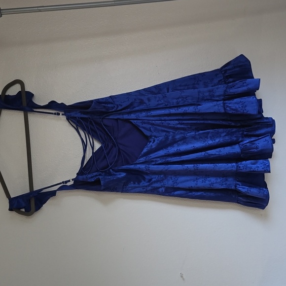 Lucy in the Sky Blue Mini Sundress with Sweetheart Cap Sleeves - Picture 6 of 6